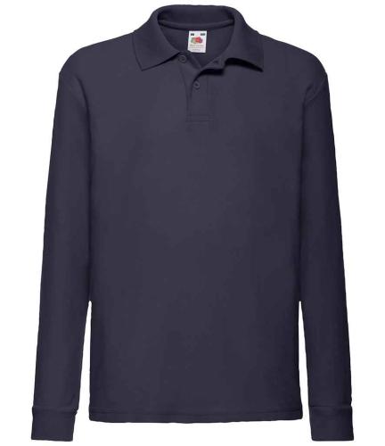 Fruit Loom Kids L/S 65/35 Polo - Deep Navy - 12-13